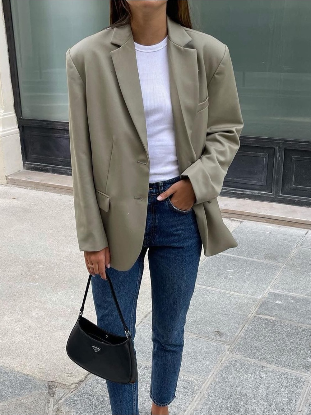 Anine Bing Quinn Blazer Taupe XS Oversized